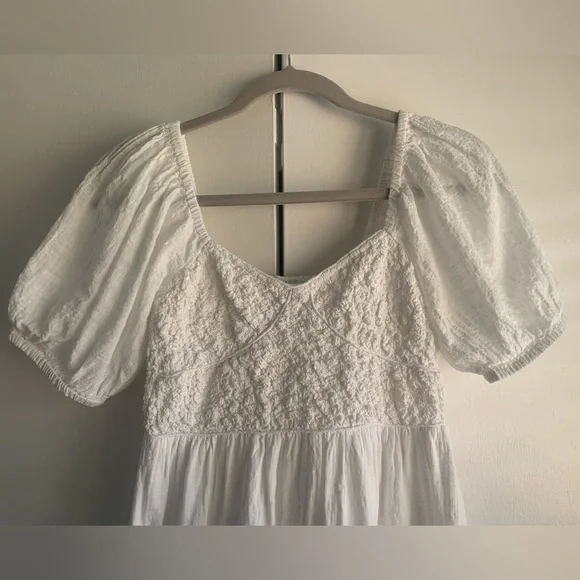 Topshop White Smocked Midi Dress - Picture 2 of 7